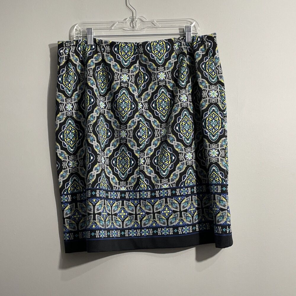 Talbots Blue Paisley Print Skirt Women's 16W Midi Length Casual Career Wear - Picture 3 of 8